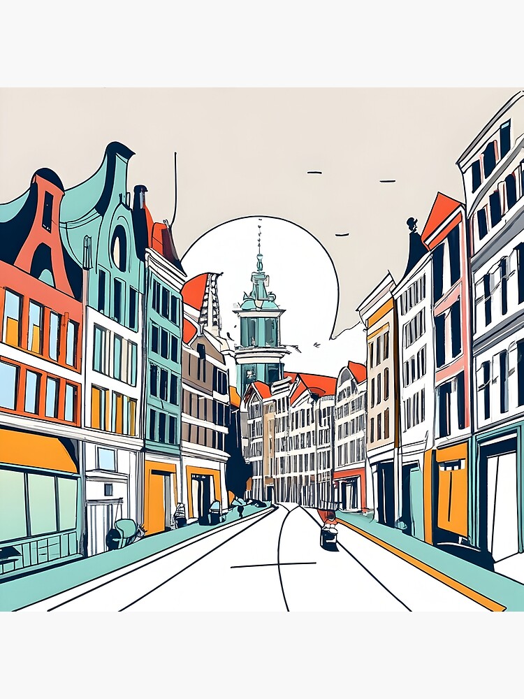 Thumbnail 3 of 3, Canvas Print, Amsterdam City Skyline Drawing designed and sold by Patricks-Art.