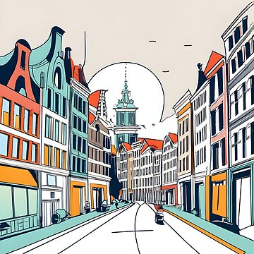 Artwork thumbnail, Amsterdam City Skyline Drawing by Patricks-Art