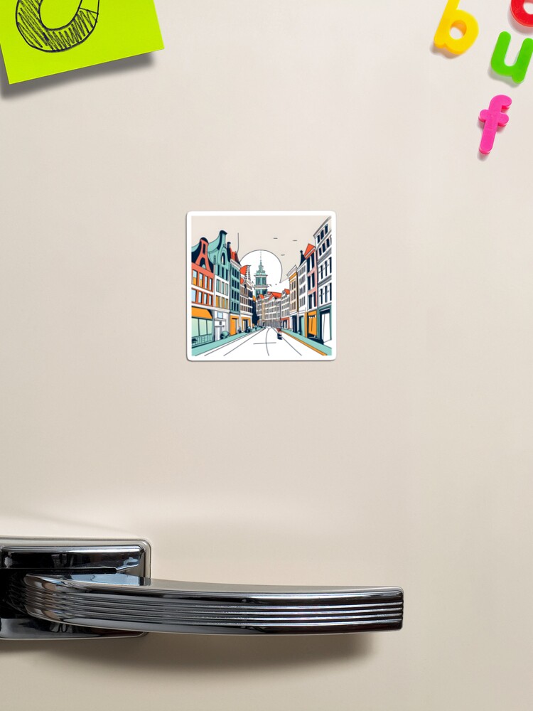 Thumbnail 1 of 3, Magnet, Amsterdam City Skyline Drawing designed and sold by Patricks-Art.