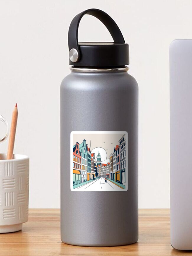 Thumbnail 1 of 3, Sticker, Amsterdam City Skyline Drawing designed and sold by Patricks-Art.