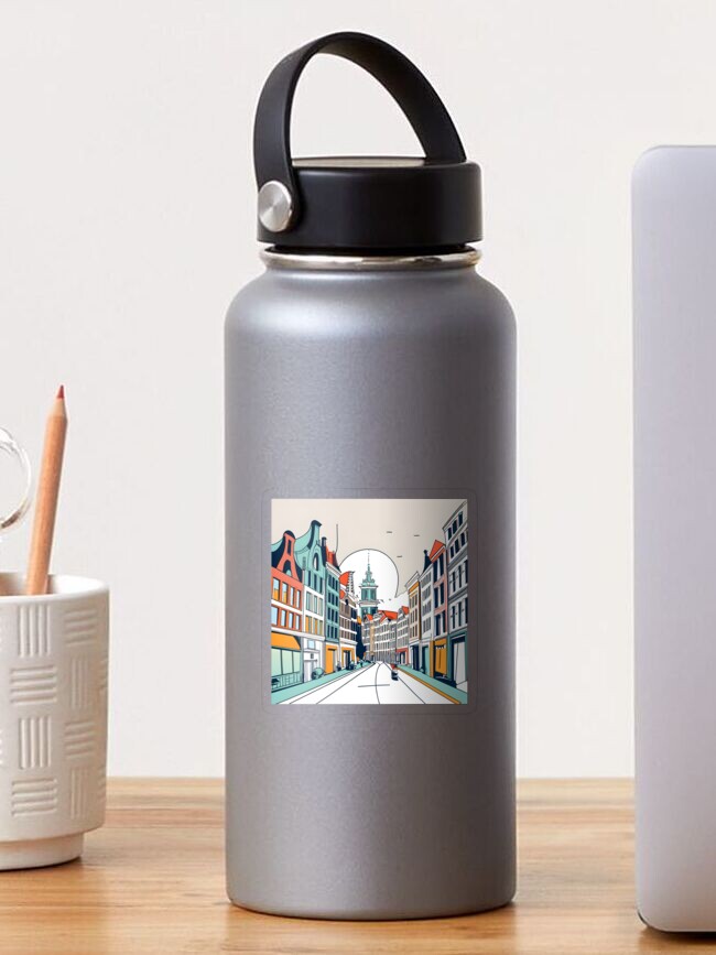 Thumbnail 1 of 3, Sticker, Amsterdam City Skyline Drawing designed and sold by Patricks-Art.