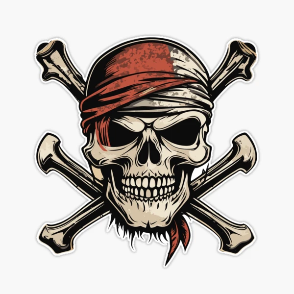 Skull Crossed Swords Flag - Reflective Sticker at Sticker Shoppe