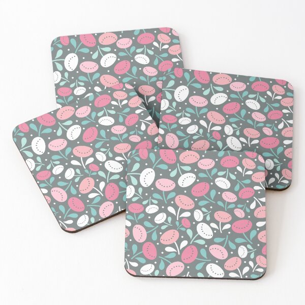 Item preview, Pink green grey white botanical flower floral pattern designed and sold by Nicola-Rowe.