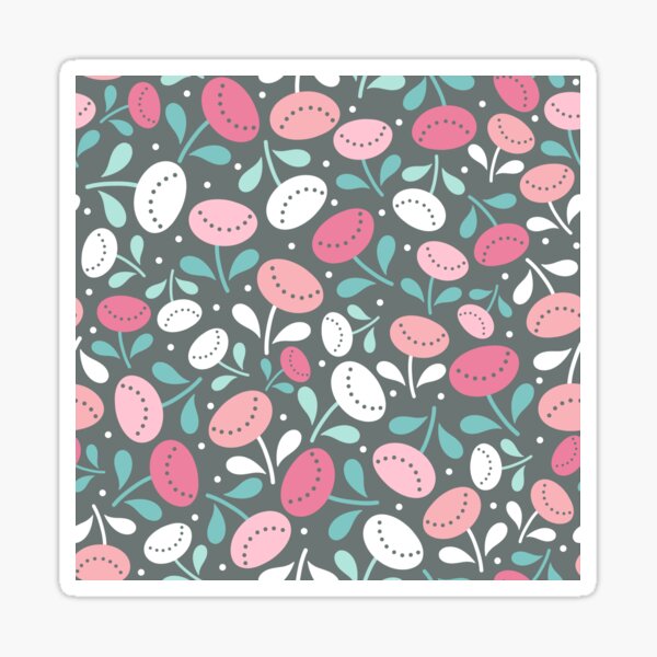 Item preview, Pink green grey white botanical flower floral pattern designed and sold by Nicola-Rowe.