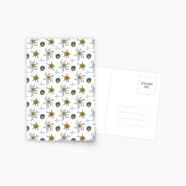 Item preview, Atomic Mid Century Starburst Pattern Navy Mustard Grey designed and sold by trdstudio.