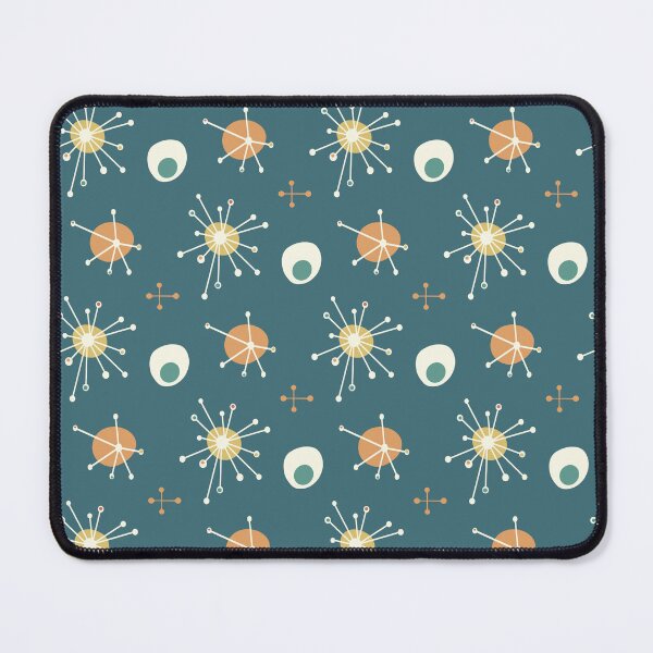 Item preview, Atomic Mid Century Starburst Pattern Teal Orange Cream designed and sold by trdstudio.