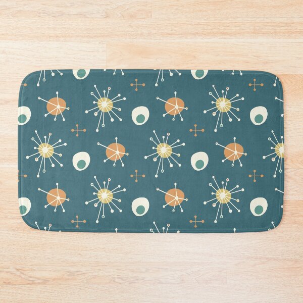 Item preview, Atomic Mid Century Starburst Pattern Teal Orange Cream designed and sold by trdstudio.