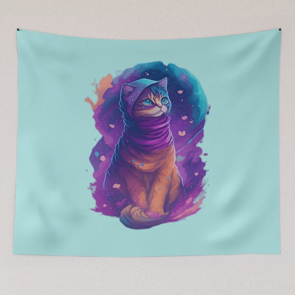 Item preview, Galaxy Cat in Veil - Cute and Cosmic Design designed and sold by alaa-mously.