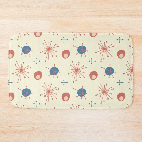 Item preview, Atomic Mid Century Starburst Pattern Yellow Blue Coral designed and sold by trdstudio.