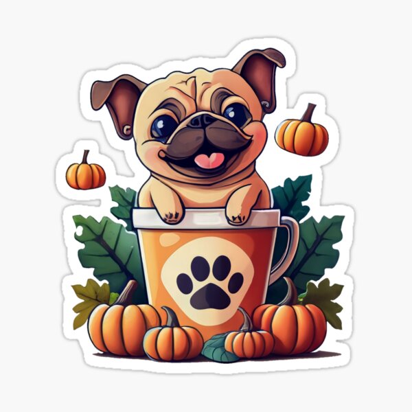 Pug Halloween pumpkins Sticker