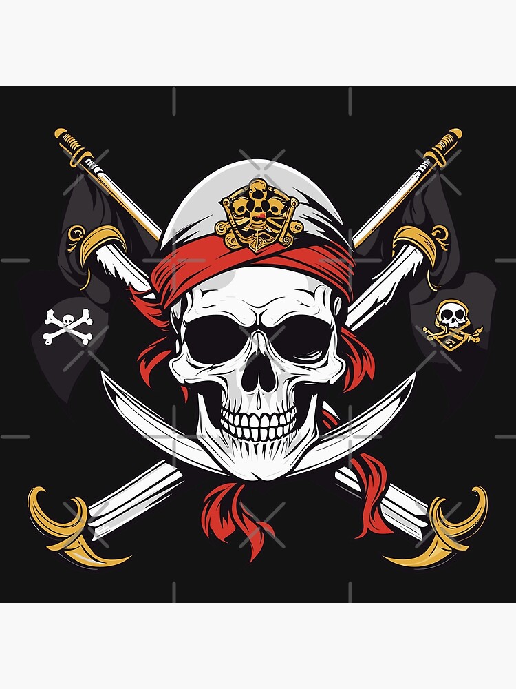 Caribbean Pirate Flag Skull and Crossed Swords Cool Pirate Brand | Poster