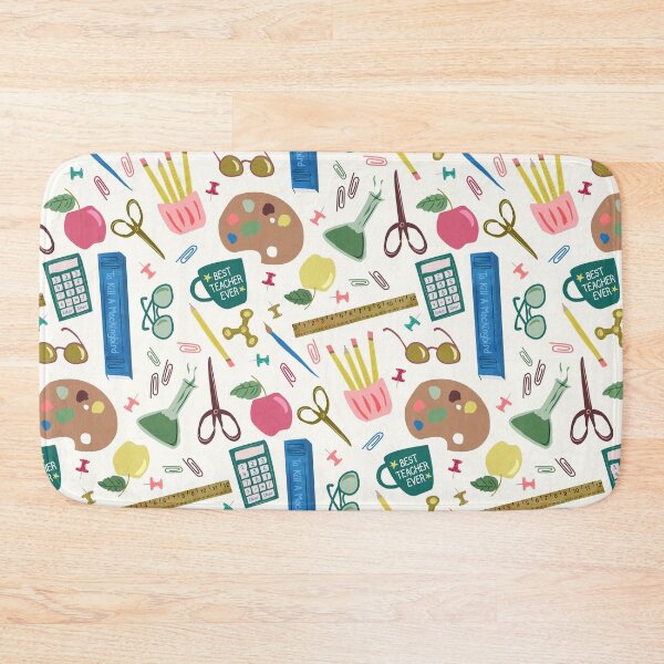 Item preview, Cute School Supplies: Science, Math, Art, and Reading - red teal mustard yellow designed and sold by Ingrid Poole.