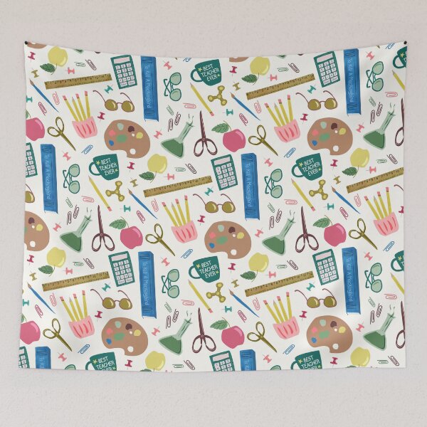 Item preview, Cute School Supplies: Science, Math, Art, and Reading - red teal mustard yellow designed and sold by Ingrid Poole.