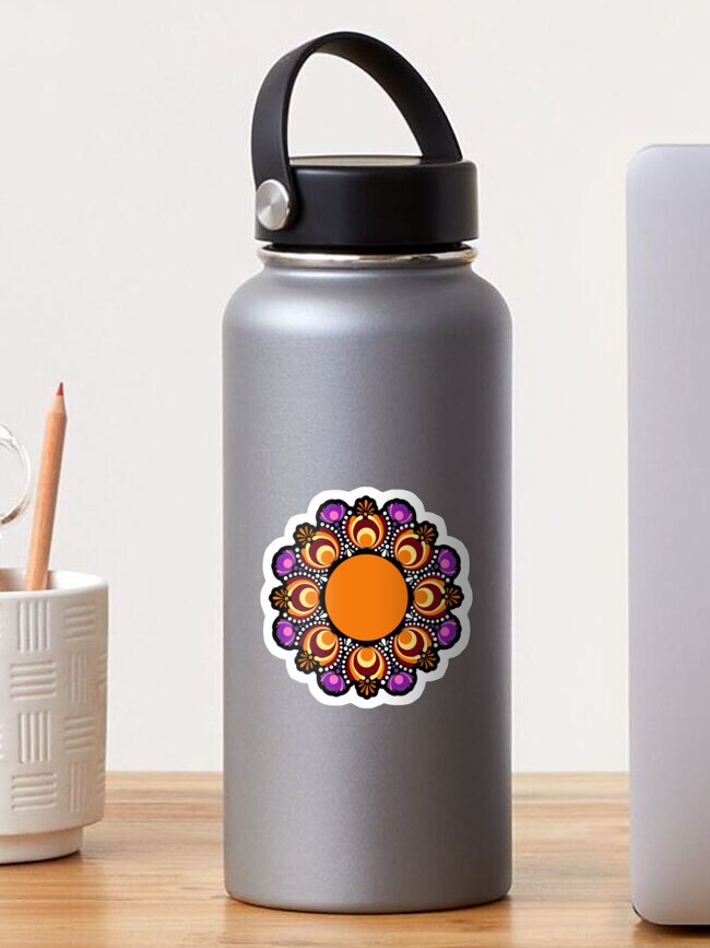 Sticker, Serene Sunset Dot Mandala designed and sold by Triplicate Limited