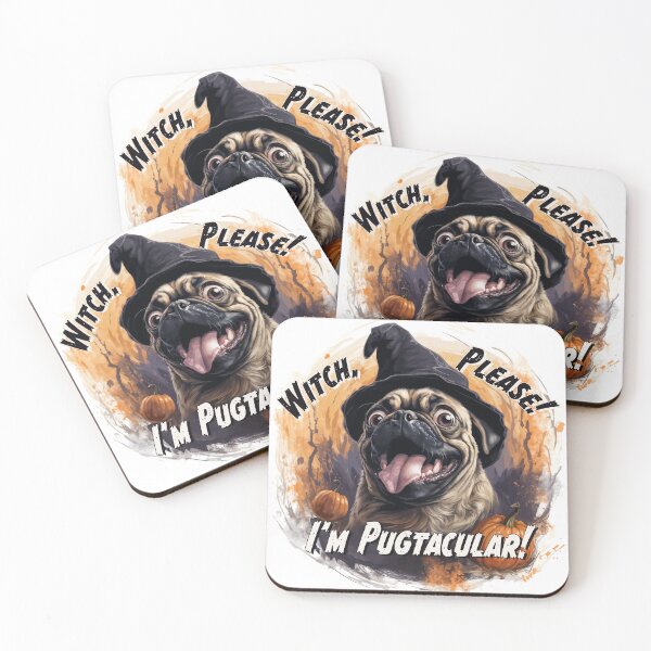 Item preview, Witchy Pug with Pumpkins designed and sold by TheQuietDesign.