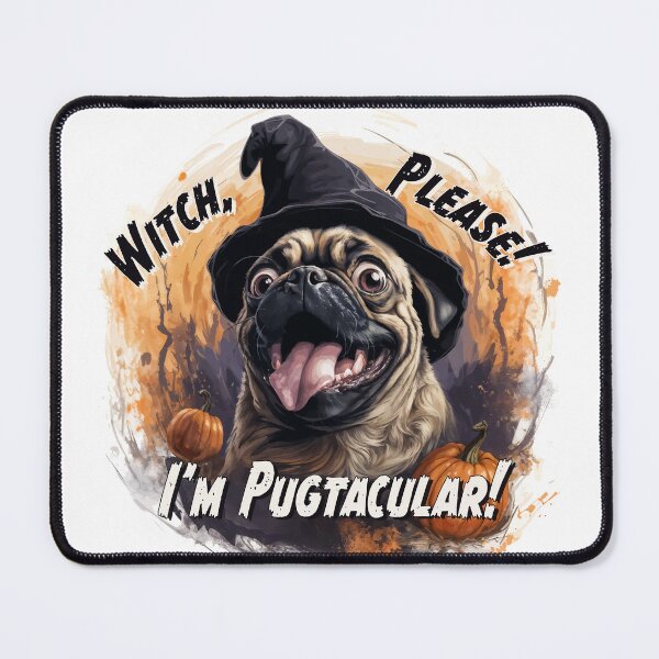 Item preview, Witchy Pug with Pumpkins designed and sold by TheQuietDesign.