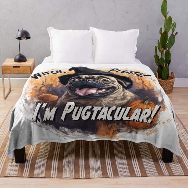 Item preview, Witchy Pug with Pumpkins designed and sold by TheQuietDesign.