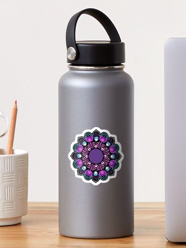 Sticker, Purple Passions Dot Mandala designed and sold by Triplicate Limited