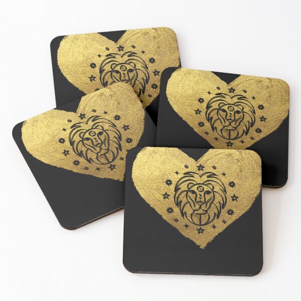 Item preview, Leo zodiac - (Leone) BRAVE AND FULL OF SELF golden heart background.  designed and sold by NERO gOVEDI.