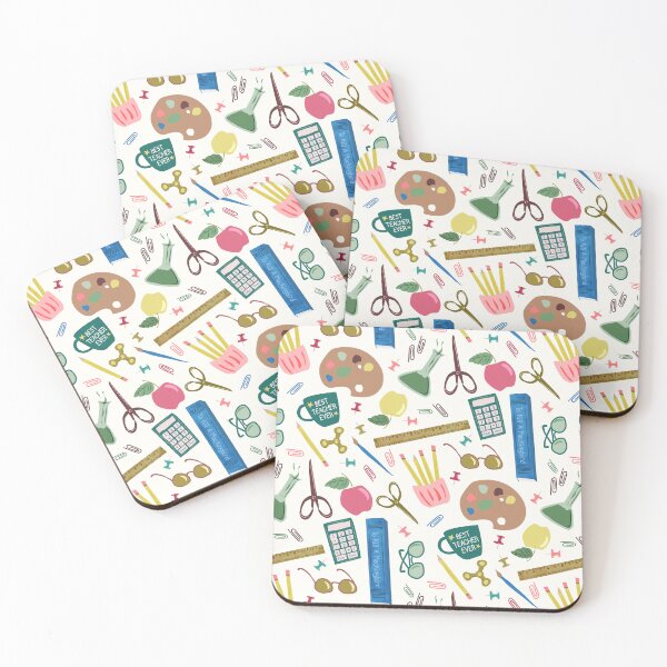 Item preview, Cute School Supplies: Science, Math, Art, and Reading - red teal mustard yellow designed and sold by Ingrid Poole.