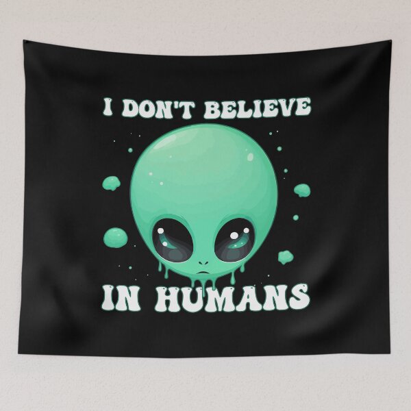 Item preview, Kawaii Green Alien - I Don't Believe in Humans Halloween designed and sold by Ridaelb.