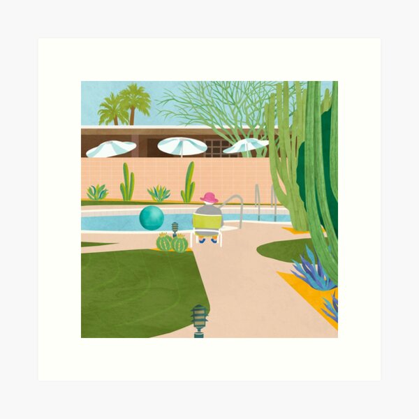 Poolside in Palm Springs Art Print