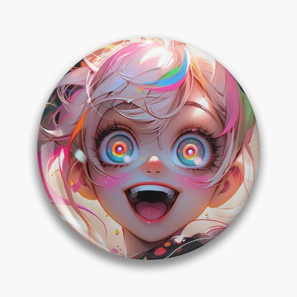 Item preview, Wacky Bright Colorful Pigtails Anime Girl designed and sold by bubblegoth.