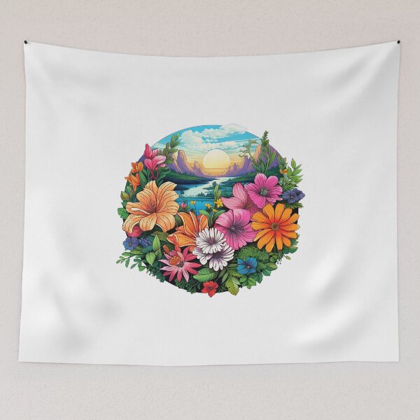 Item preview, Floral Bliss Mountainscape designed and sold by pengtees2023.