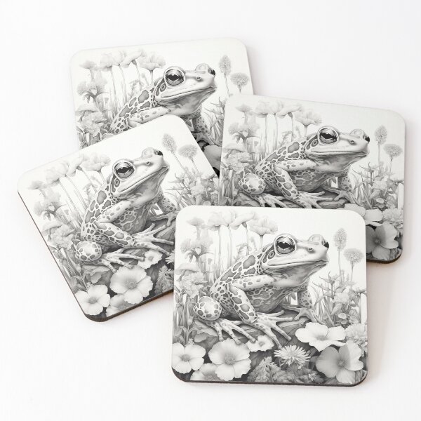 Item preview, black and white frog in Japanese style  designed and sold by PixelPrisma.