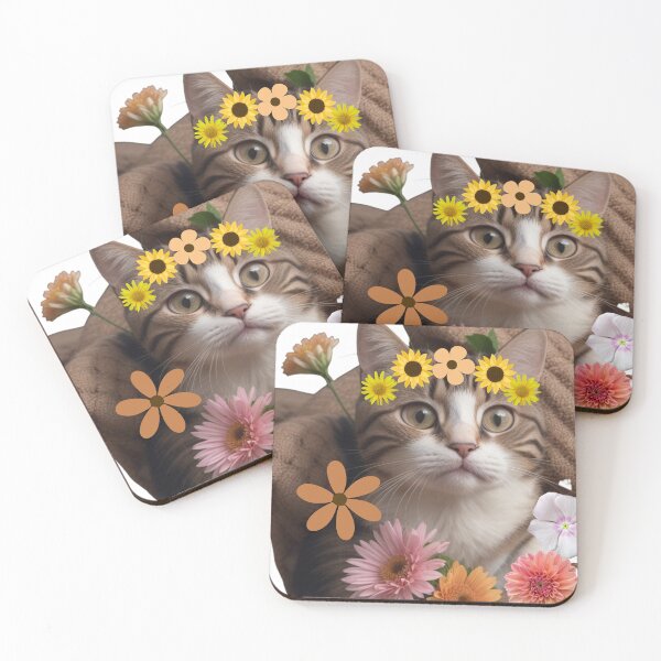 Item preview, ADORABLE CAT WITH FLOWERS designed and sold by Erikasinhag.