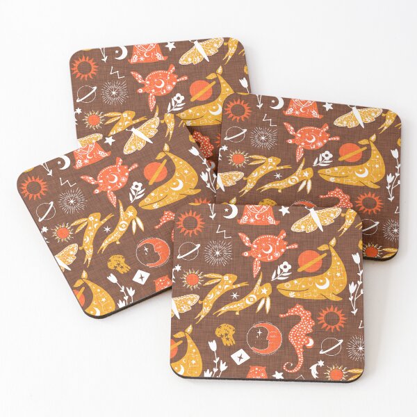 Item preview, Dream Night 70s Brown - Whale - Whimsical Animals - Turtle - Stars - Moon- Moths  designed and sold by susycosta.