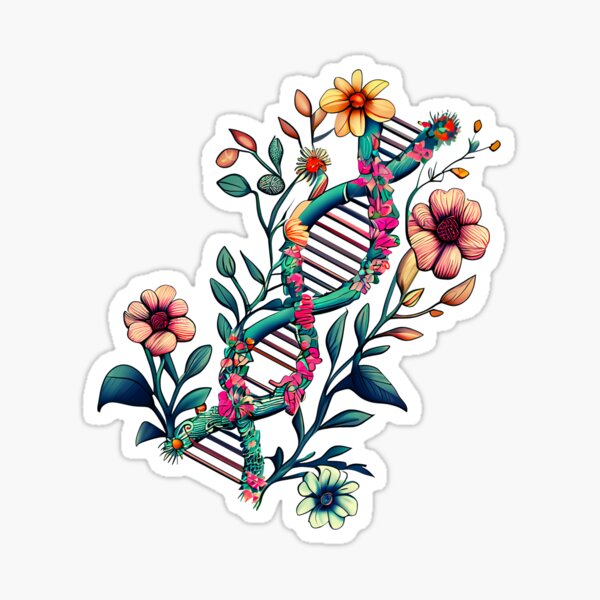 Item preview, Floral DNA Strand - In My DNA -   Gold, Green, Pink Hues designed and sold by AncestralEchoes.