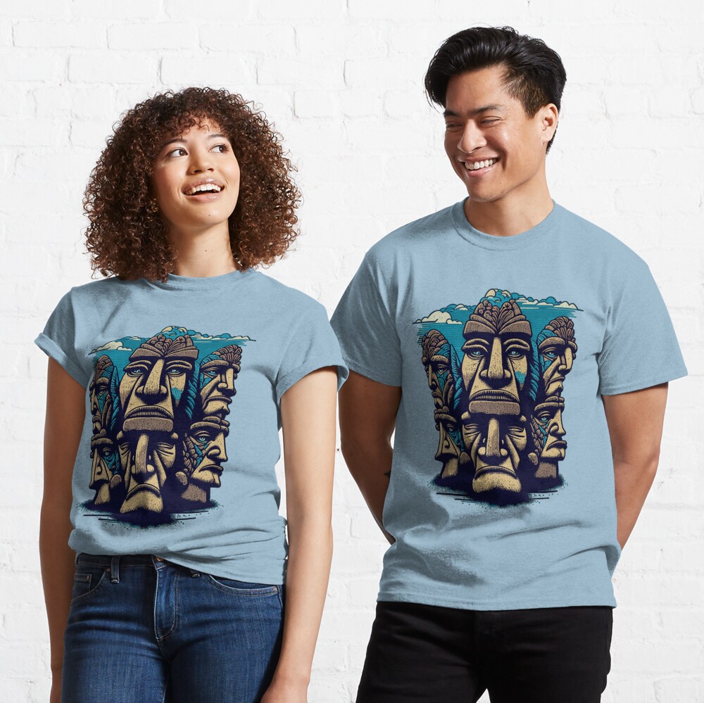 Easter Island Heads T-Shirts, Easter Island T-Shirts, Moai T-Shirts,  Archaic T-Shirts, Spiritual Connection T-Shirts, Moai Emoji T-Shirts  Sticker for Sale by urbantod