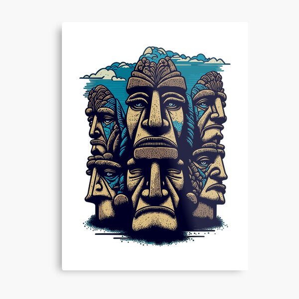 Moai Emoji Metal Prints for Sale