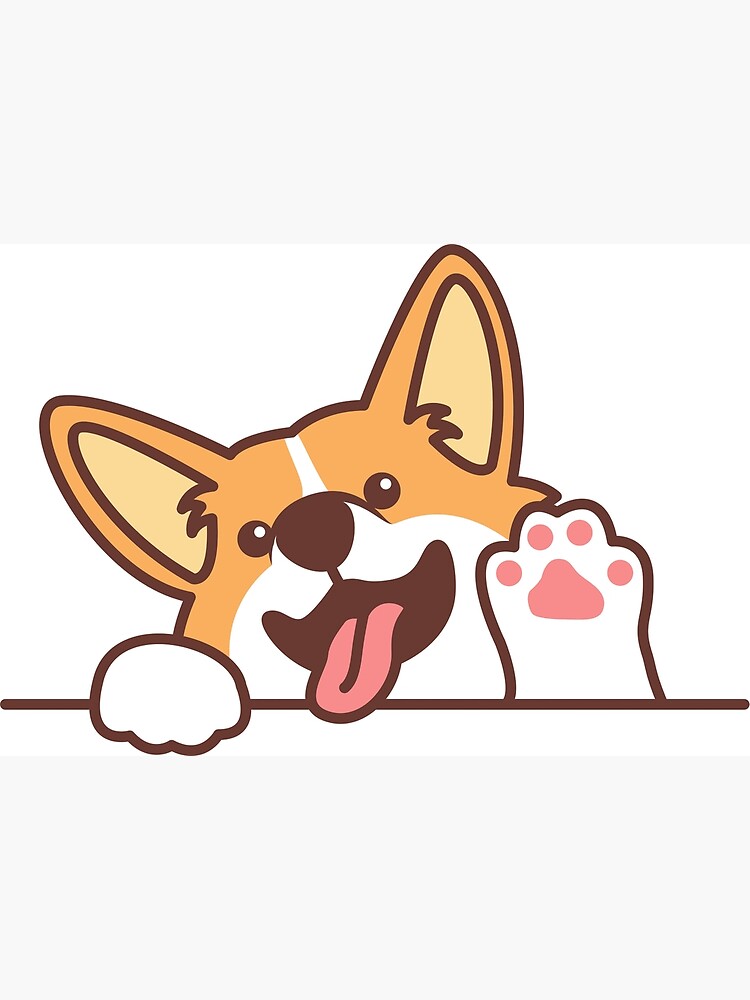 Cute Corgi Hello Art Print
