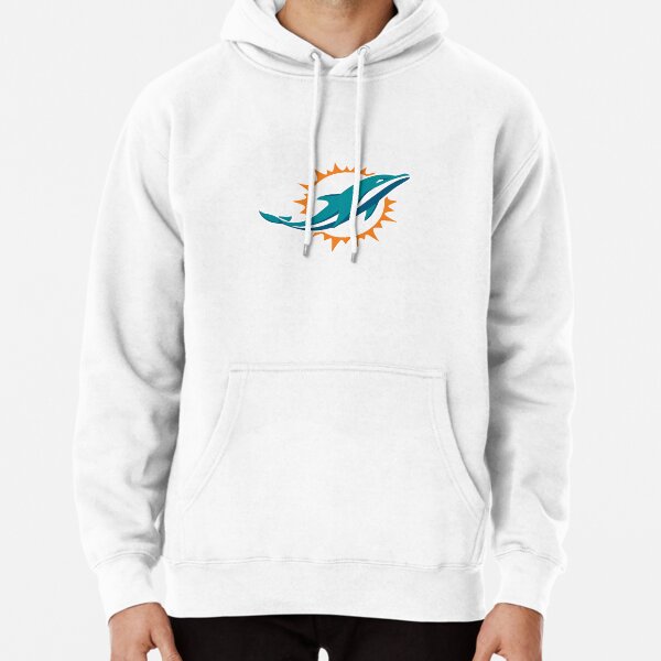 Men's Boss x NFL White/Aqua Miami Dolphins Touchdown Pullover Hoodie