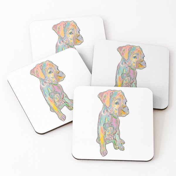 Item preview, Colorful  Pretty Pastels Boxer Puppy Painting Print designed and sold by cherdoodles.