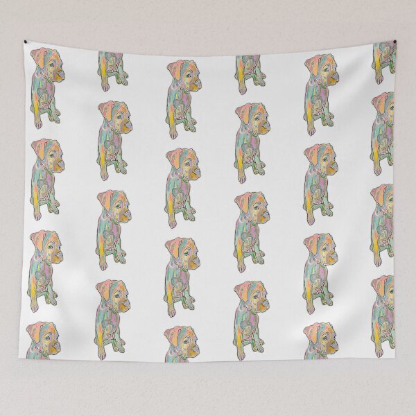 Item preview, Colorful  Pretty Pastels Boxer Puppy Painting Print designed and sold by cherdoodles.