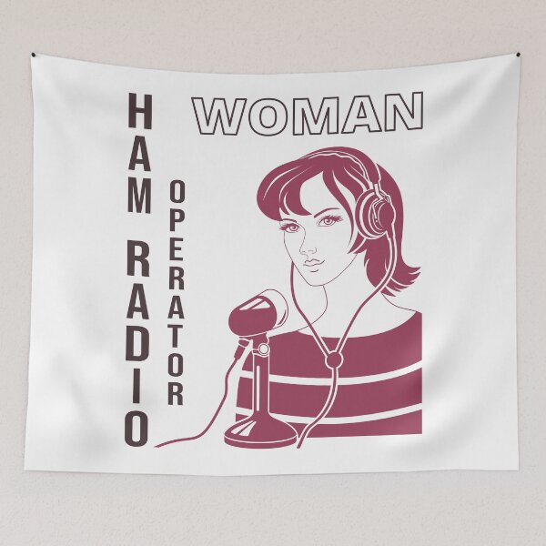 Item preview, Woman HAM Radio Operator two-colors var-1 designed and sold by tuzlay.