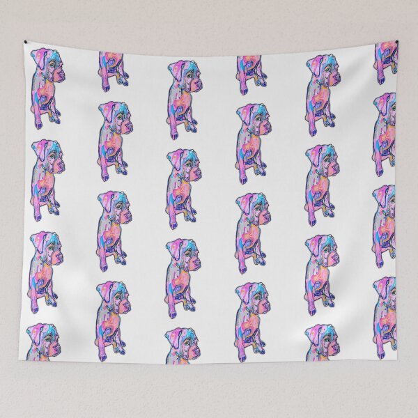 Item preview, Colorful  Pastel Boxer Puppy Painting Print designed and sold by cherdoodles.