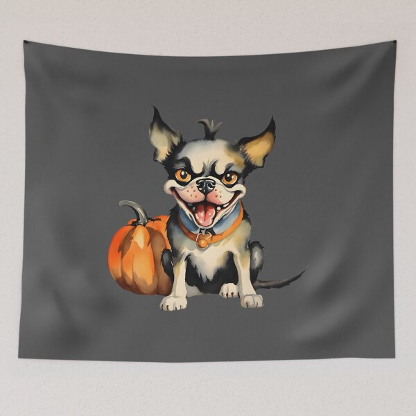 Item preview, Scary Halloween Dog Protects His Pumpkin designed and sold by BloomCatB.