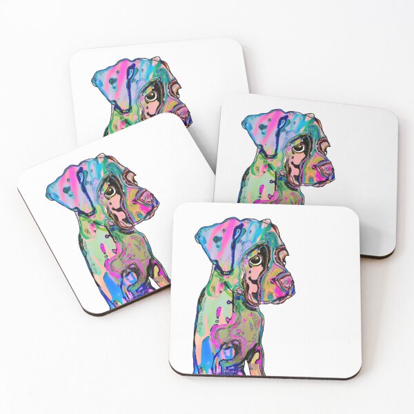 Item preview, Colorful Rainbow Boxer Puppy Painting Print  designed and sold by cherdoodles.