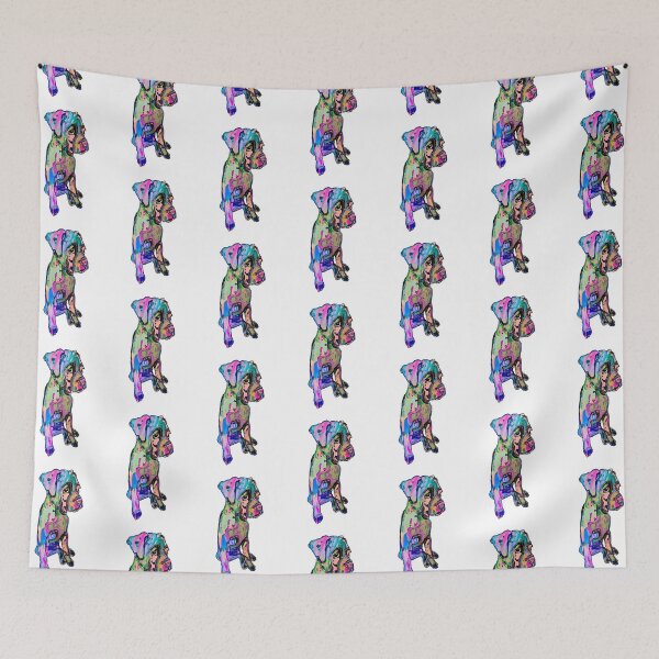 Item preview, Colorful Rainbow Boxer Puppy Painting Print  designed and sold by cherdoodles.
