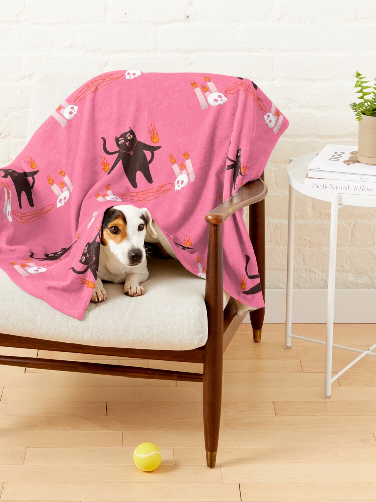 Thumbnail 4 of 6, Pet Blanket, Cute halloween black cat witchcraft illustration designed and sold by WeirdyTales.