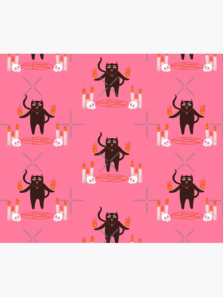 Thumbnail 2 of 2, Duvet Cover, Cute halloween black cat witchcraft illustration designed and sold by WeirdyTales.