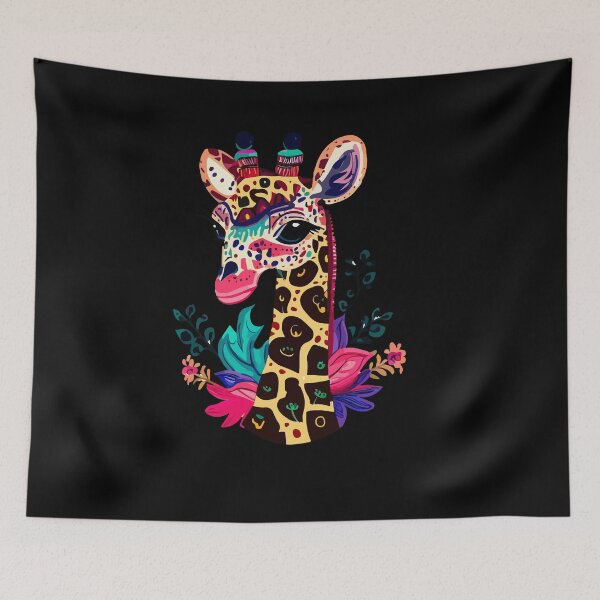 Item preview, A giraffe design with a vibrant colors and botanical element designed and sold by Colorful Dreams.
