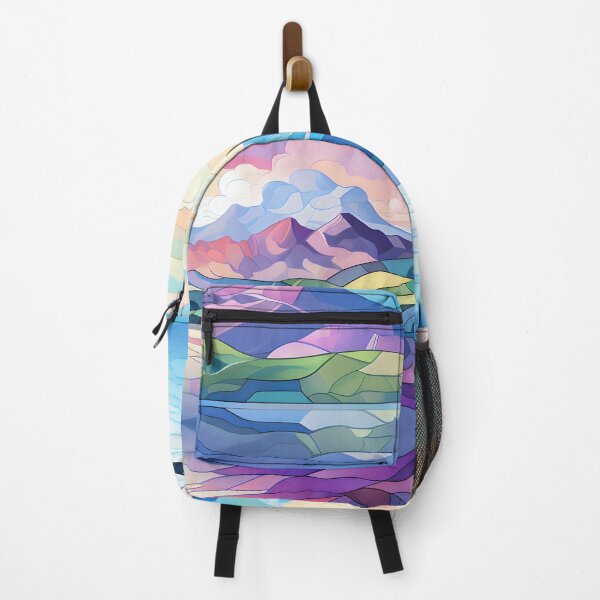 Item preview, Stained Glass Mountain Lake Landscape 2 designed and sold by SeeFutureDreams.