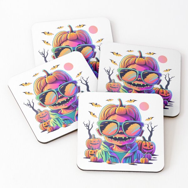 Item preview, Zombie Boy in Sunglasses Locks Eyes with Furious Spooky Halloween Pumpkins in the Background designed and sold by amithachapa.
