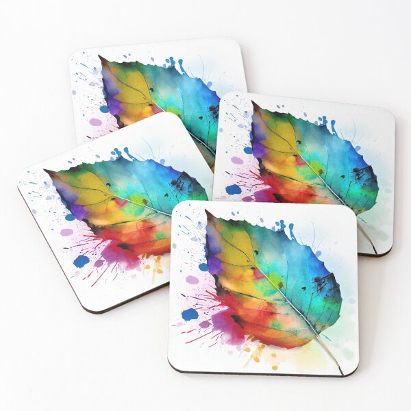 Item preview, Chromatic Foliage: Brush Stroke Leaf with Colorful Ink Blots designed and sold by ReplyGirl.