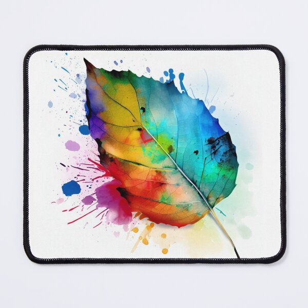 Item preview, Chromatic Foliage: Brush Stroke Leaf with Colorful Ink Blots designed and sold by ReplyGirl.